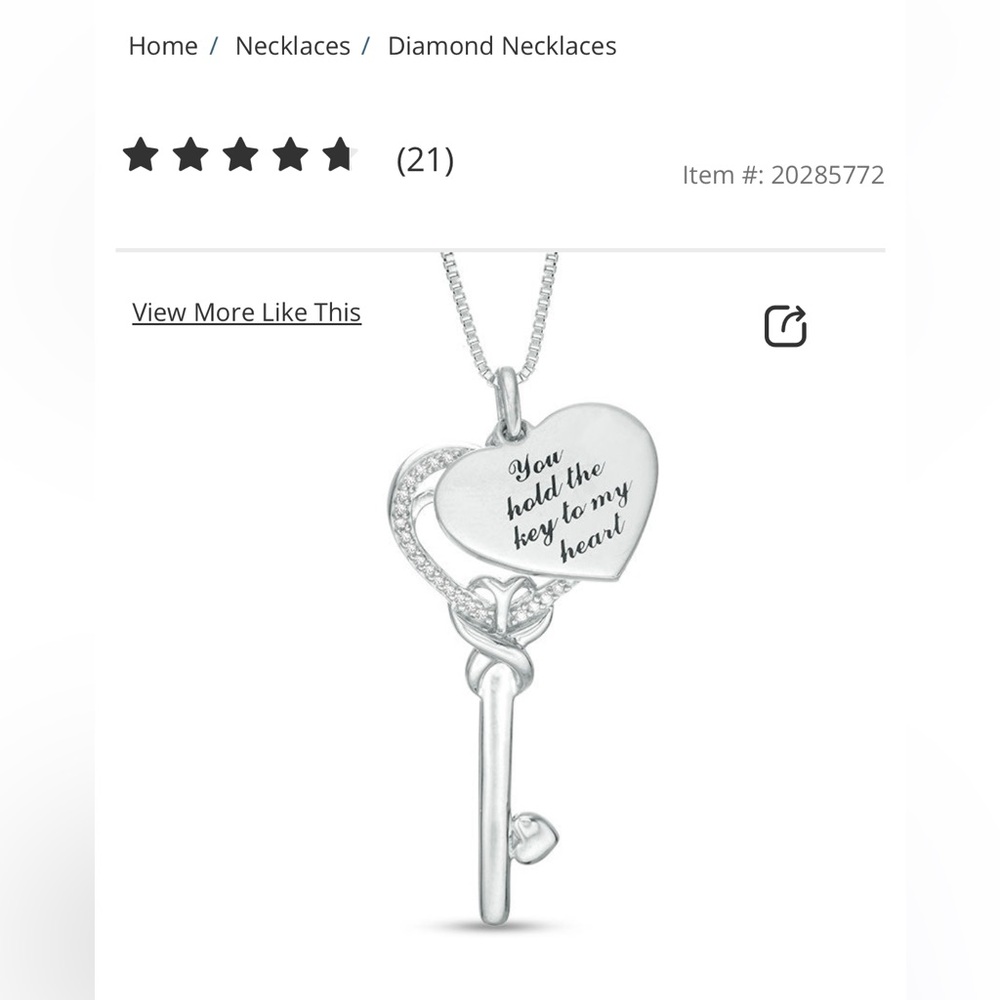 1/8 CT. T.W. Diamond Luv Message Disc & Heart-Top Key Pendant n Silver w/ box!